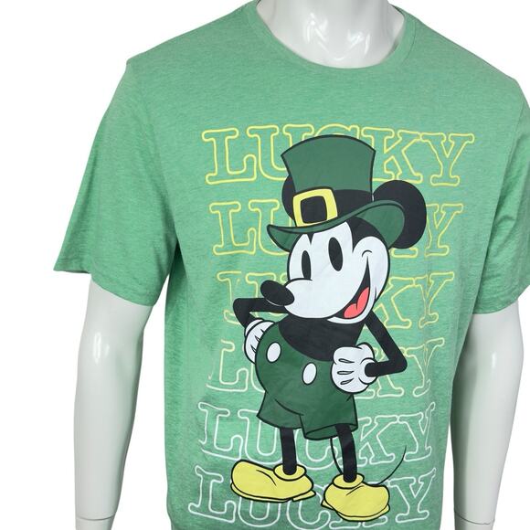 St. Patrick's Day Mickey Mouse Lucky Green Graphic T-Shirt - Mens XL - Picture 9 of 14